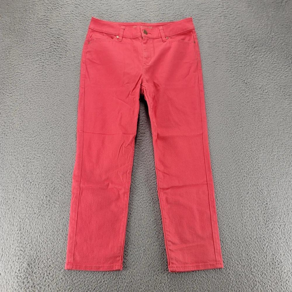 Chicos Jeans‎ Womens 00 US 2 Pink/Red Platinum Crop Casual Pockets Flat Front